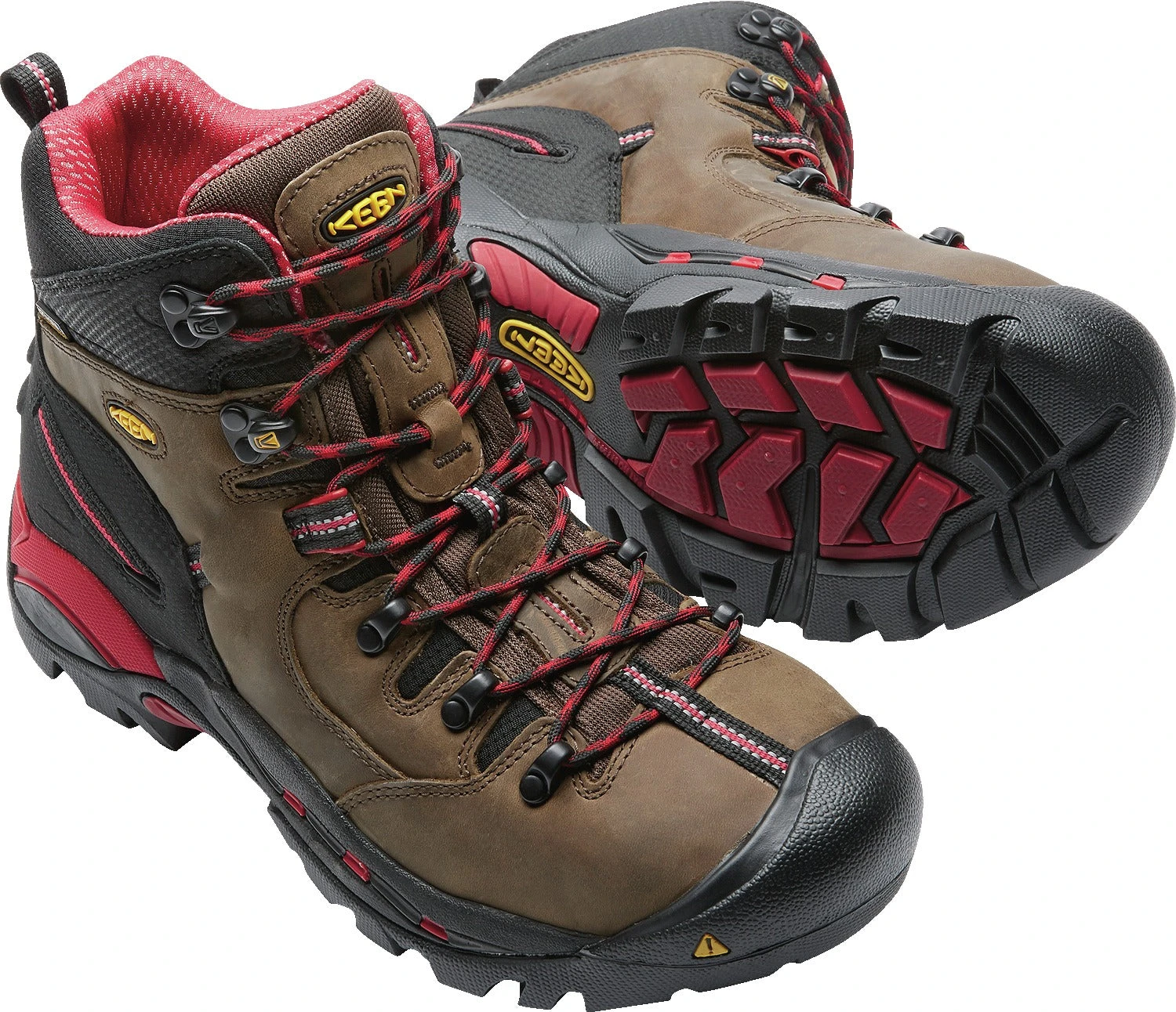 'Keen Utility' Men's 6" Pittsburgh WP Steel Toe - Bison Brown / Red / Black - Image 6
