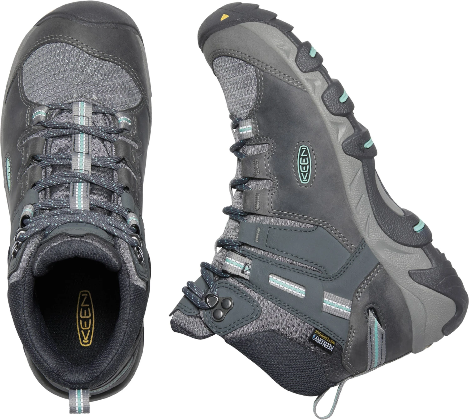 'Keen Outdoor' Women's Steens WP Leather Mid Hiker - Steel Grey / Ocean Wave - Image 5