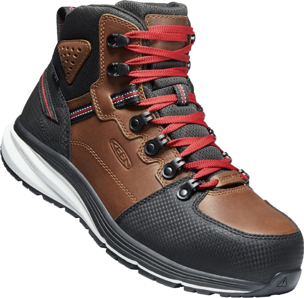 'Keen Utility' Men's Red Hook EH WP Comp Toe Hiker - Tobacco / Black - Image 6