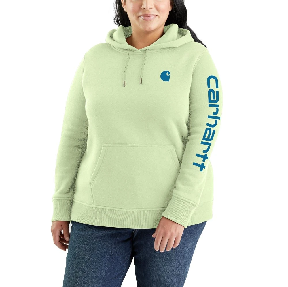 'Carhartt' Women's Clarksburg Logo Sleeve Graphic Hoodie - Hint Of Lime