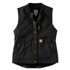 'Carhartt' Women's Rugged Flex Canvas Insulated Rib Collar Vest - Black