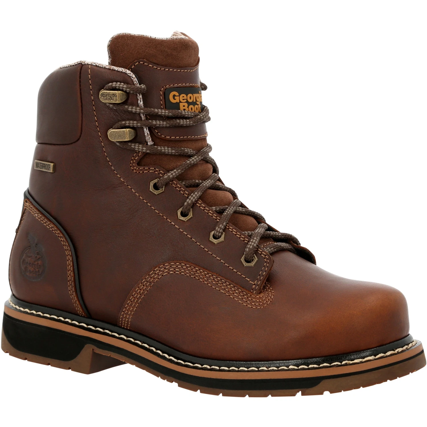 'Georgia Boot' Men's 6" Amp LT Edge EH WP Soft Toe - Brown - Image 6