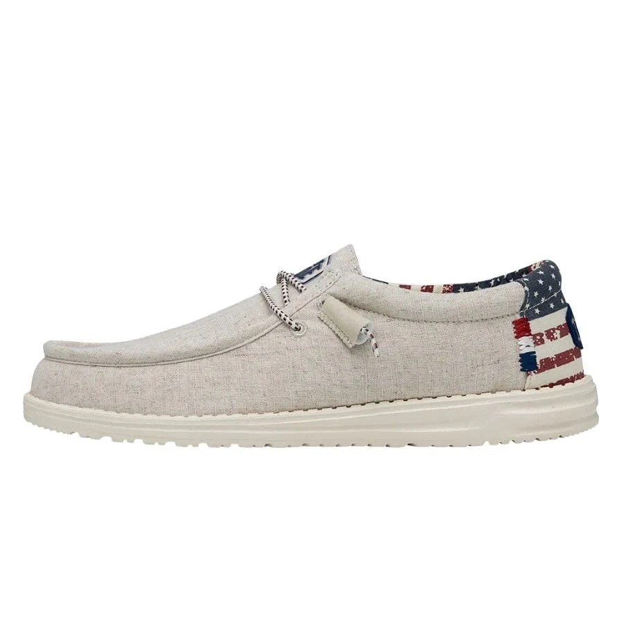 'Hey Dude' Men's Wally Patriotic - Off White Patriotic - Image 6