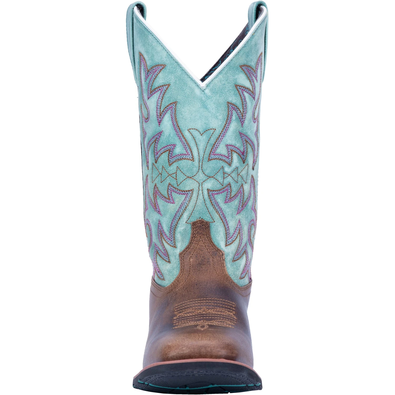 'Laredo' Women's 11" Anita Western Square Toe - Brown / Turquoise - Image 4