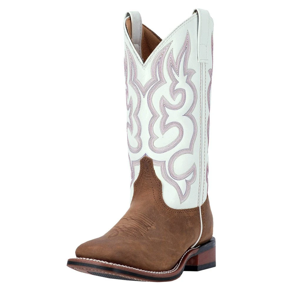 'Laredo' Women's 11" Mesquite Western Square Toe - Taupe / White - Image 4