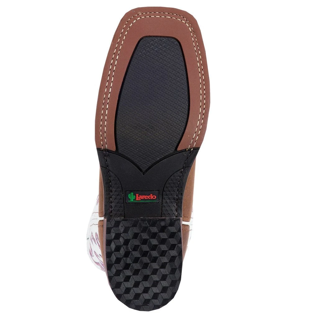 'Laredo' Women's 11" Mesquite Western Square Toe - Taupe / White - Image 3