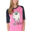 'Lazy One' Women's Yeti For Bed Tall Tee - Navy / Pink
