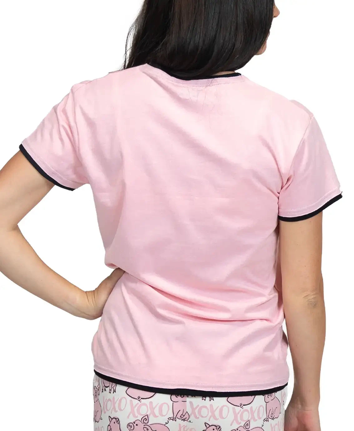 'Lazy One' Women's Hogs & Kisses PJ Tee - Pink - Image 2