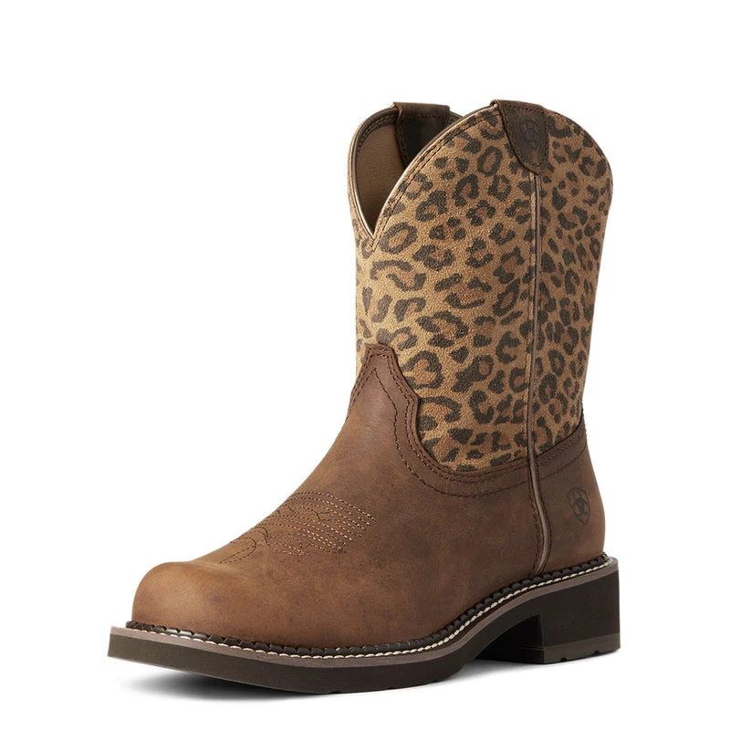 'Ariat' Women's Fatbaby Heritage - Distressed Brown / Leopard - Image 4