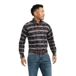 'Ariat' Men's Woods Stretch Fitted Button Down - Eiffel Tower