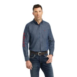 'Ariat' Men's Team Cassius Classic Fit Button Down - Capri Blue