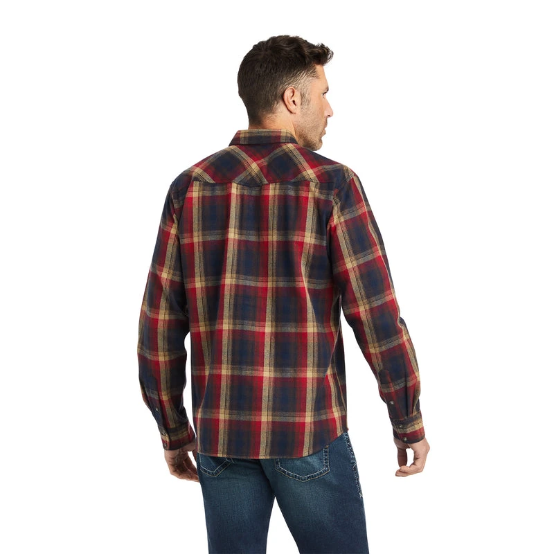 'Ariat' Men's Hallford Retro Western Flannel Snap Front - Eiffel Tower - Image 3