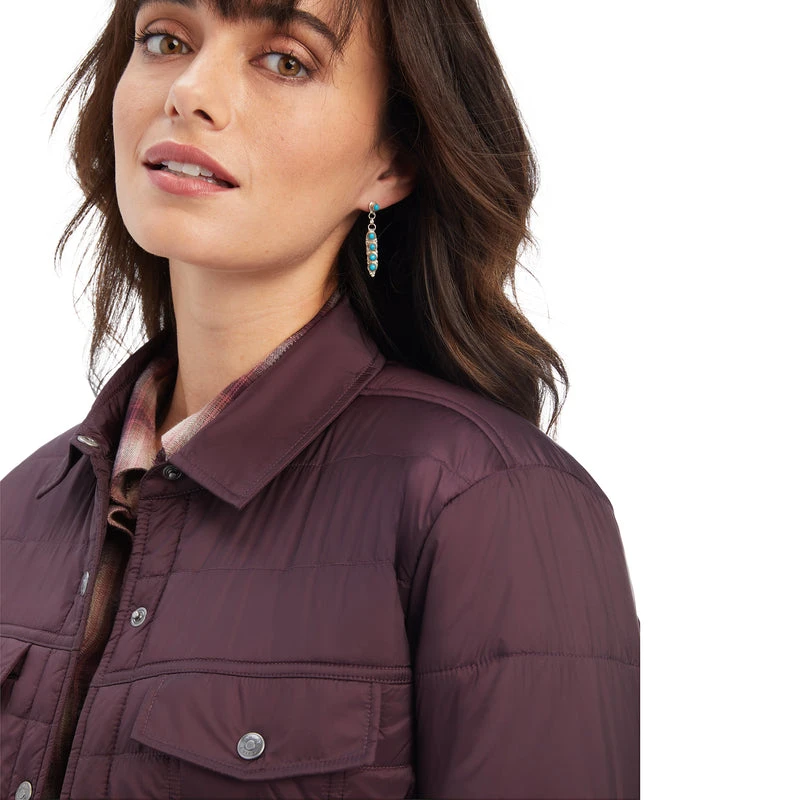 'Ariat' Women's Puffer Trucker Insulated Jacket - Mulberry Wine - Image 4