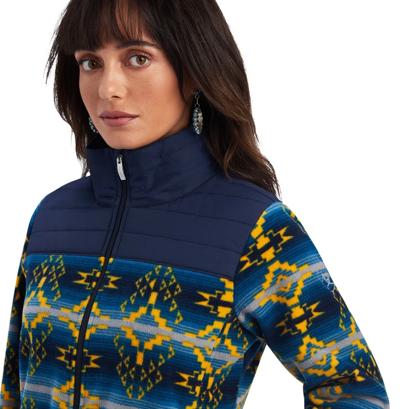 'Ariat' Women's Prescott Insulated Fleece Jacket - Navy Sonoran Print - Image 2