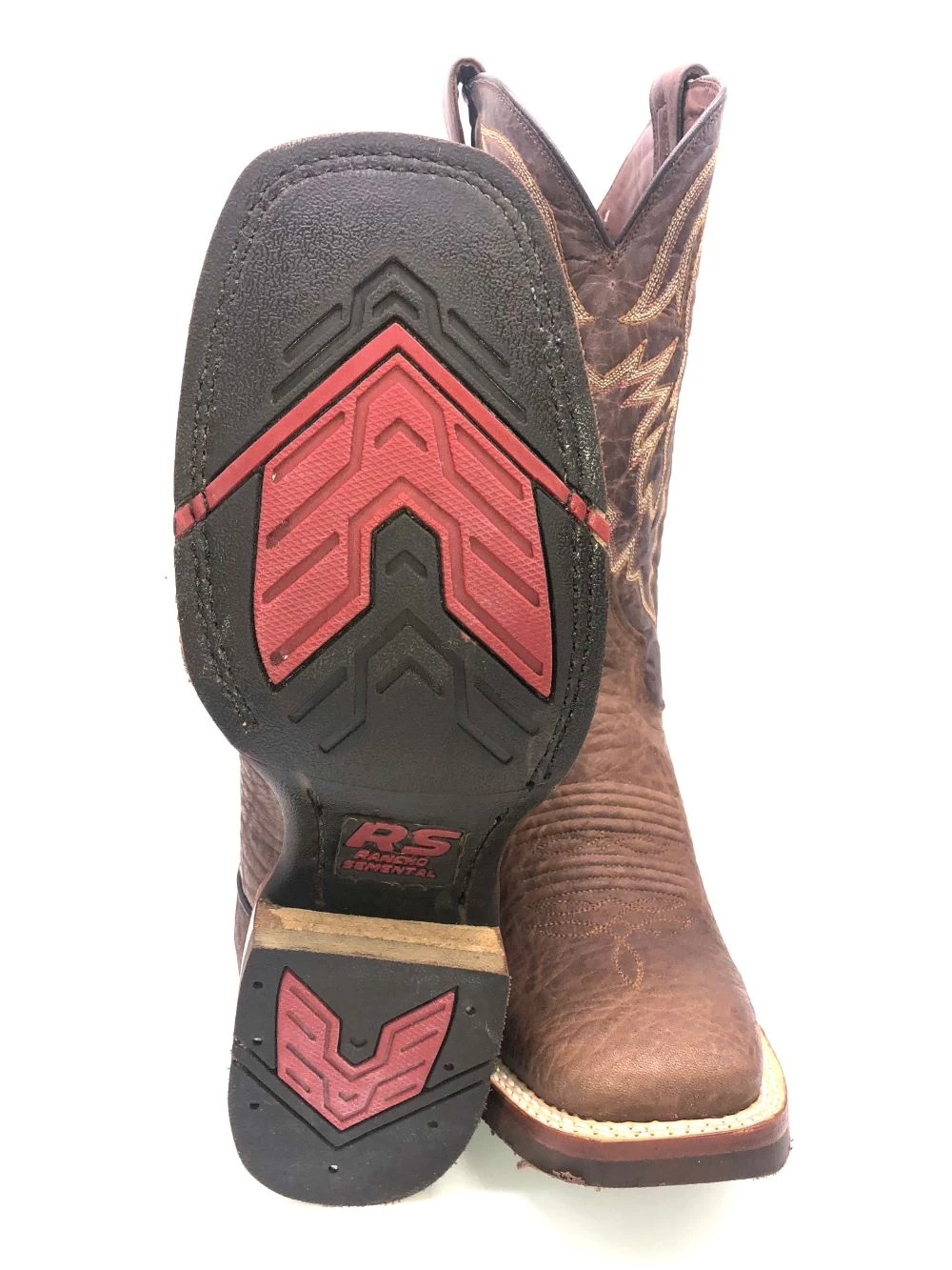 'Tanner Mark' Men's 13" Western Square Toe - Brown / Brown - Image 4