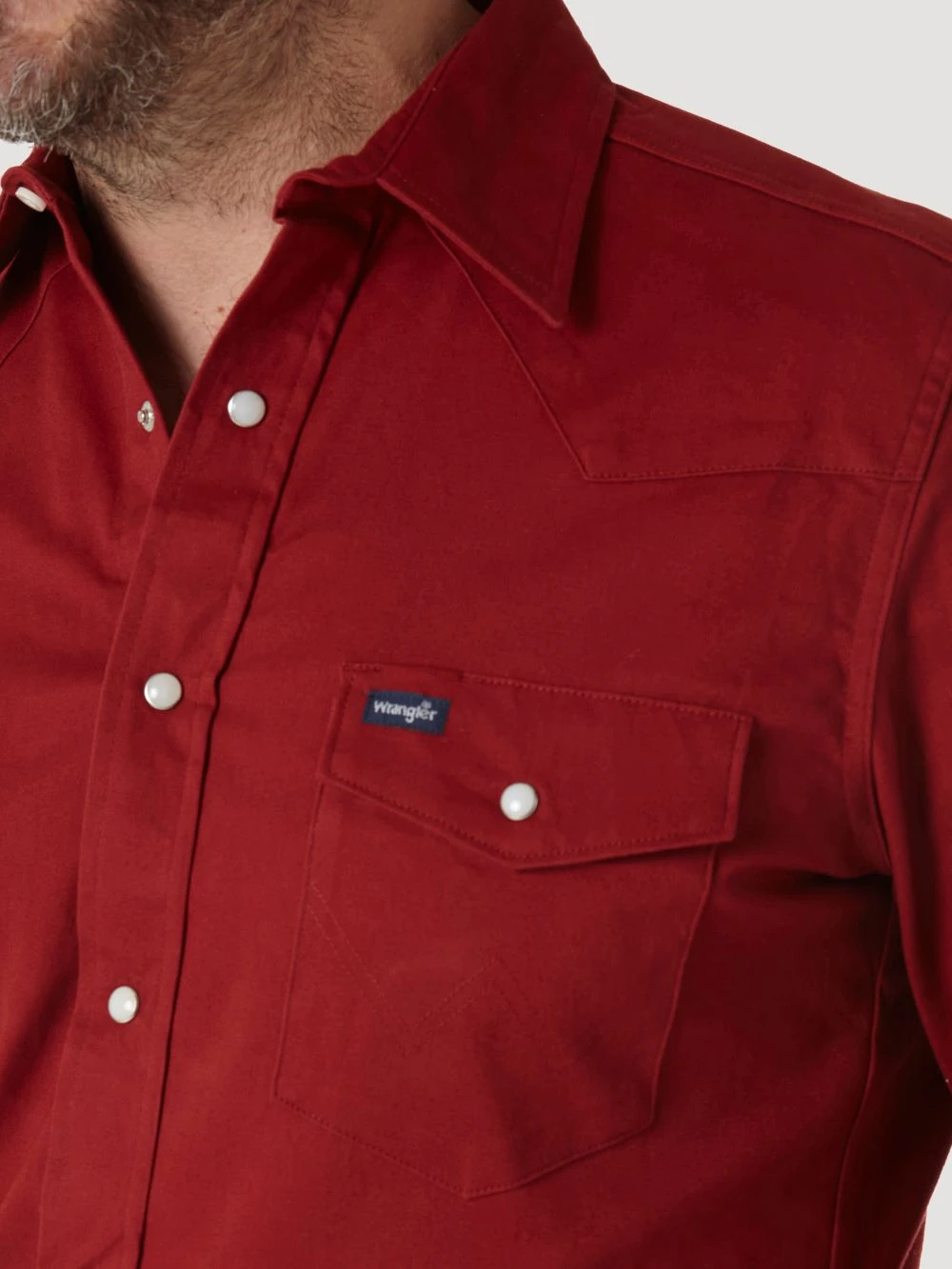 'Wrangler' Men's Advanced Comfort Cowboy Cut Snap Front - Red - Image 2