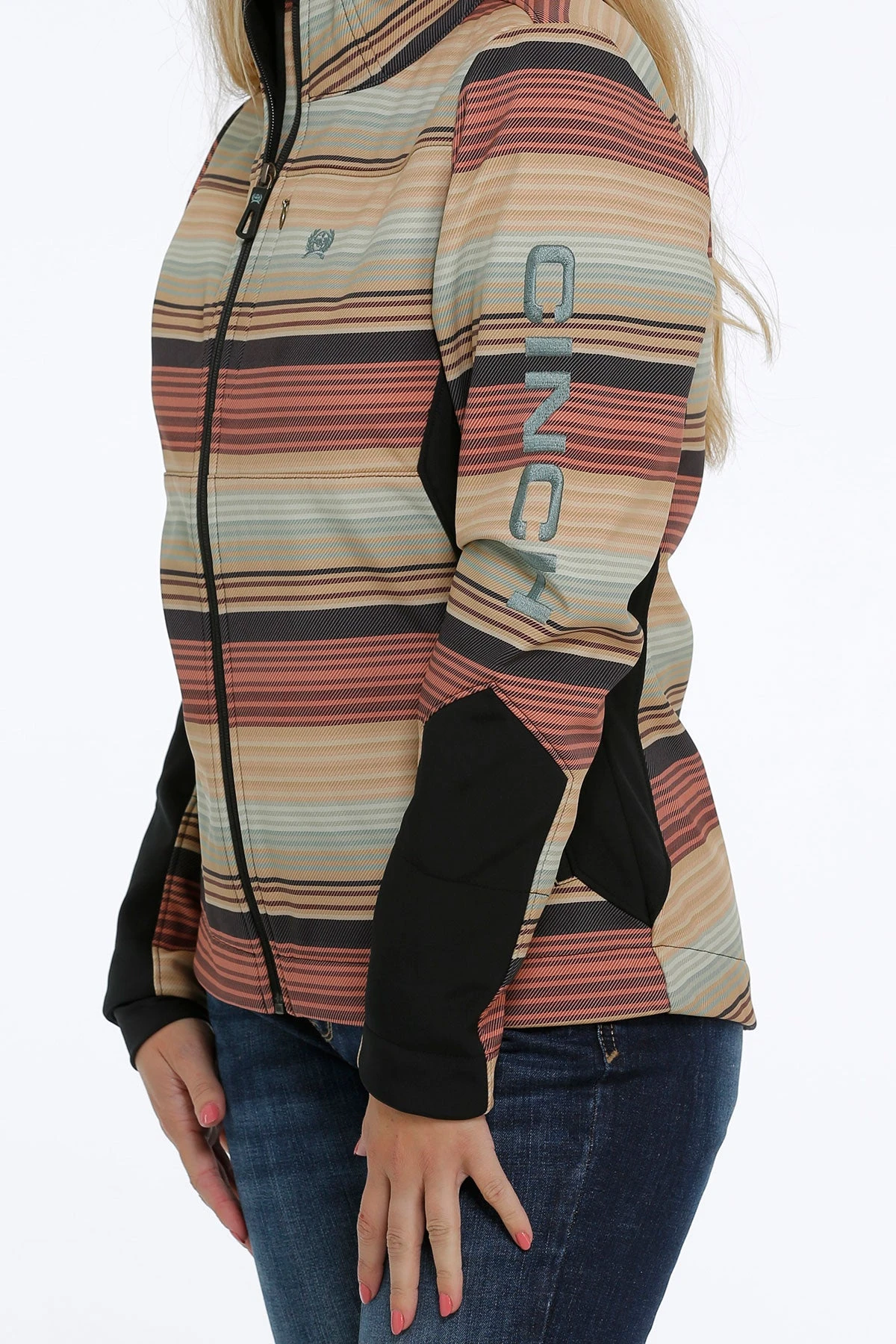 'Cinch' Women's Blanket Stripe Bonded Jacket - Multi - Image 2