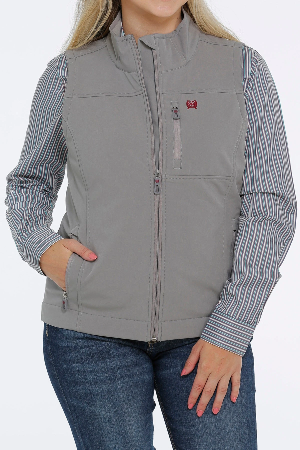 'Cinch' Women's Concealed Carry Bonded Vest - Gray - Image 4
