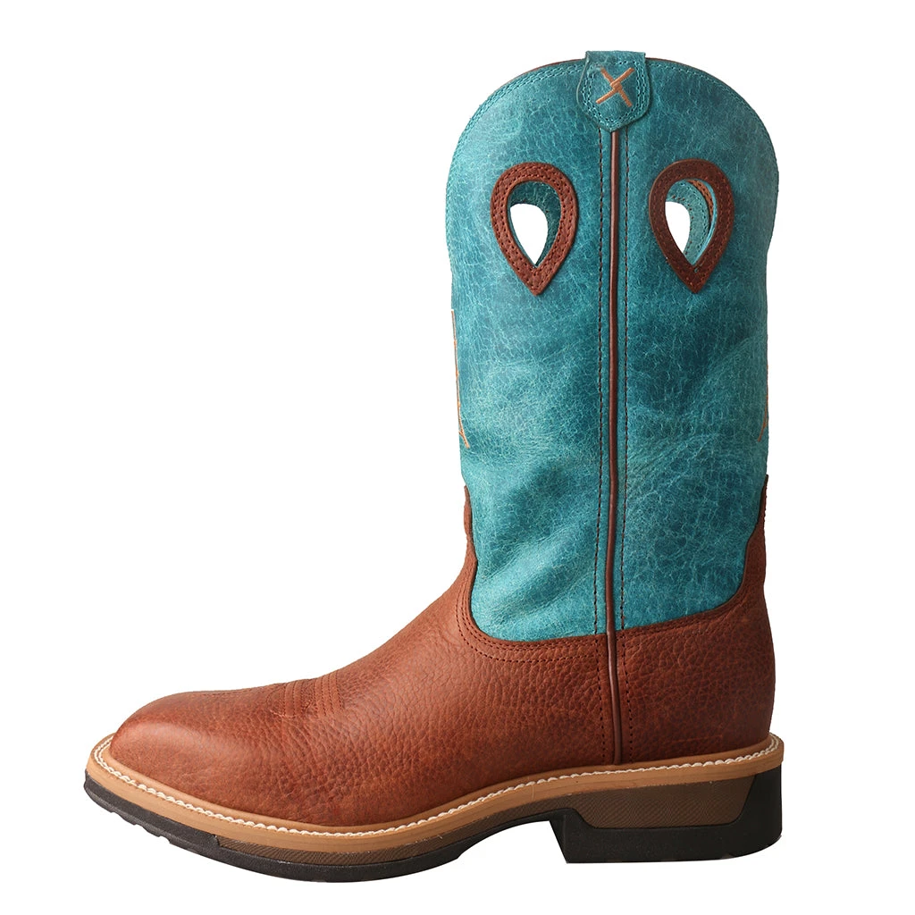 'Twisted X' Men's 12" Lite Cowboy EH Alloy Comp Toe - Brown / Turquoise - Image 5