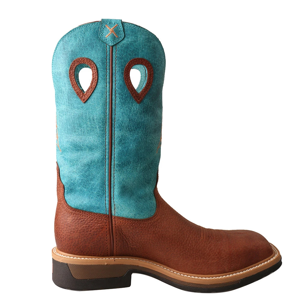 'Twisted X' Men's 12" Lite Cowboy EH Alloy Comp Toe - Brown / Turquoise - Image 4
