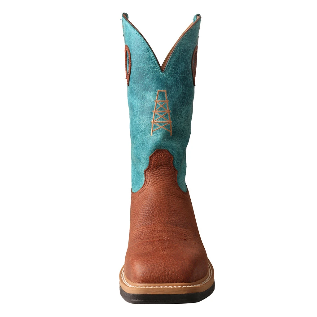 'Twisted X' Men's 12" Lite Cowboy EH Alloy Comp Toe - Brown / Turquoise - Image 2