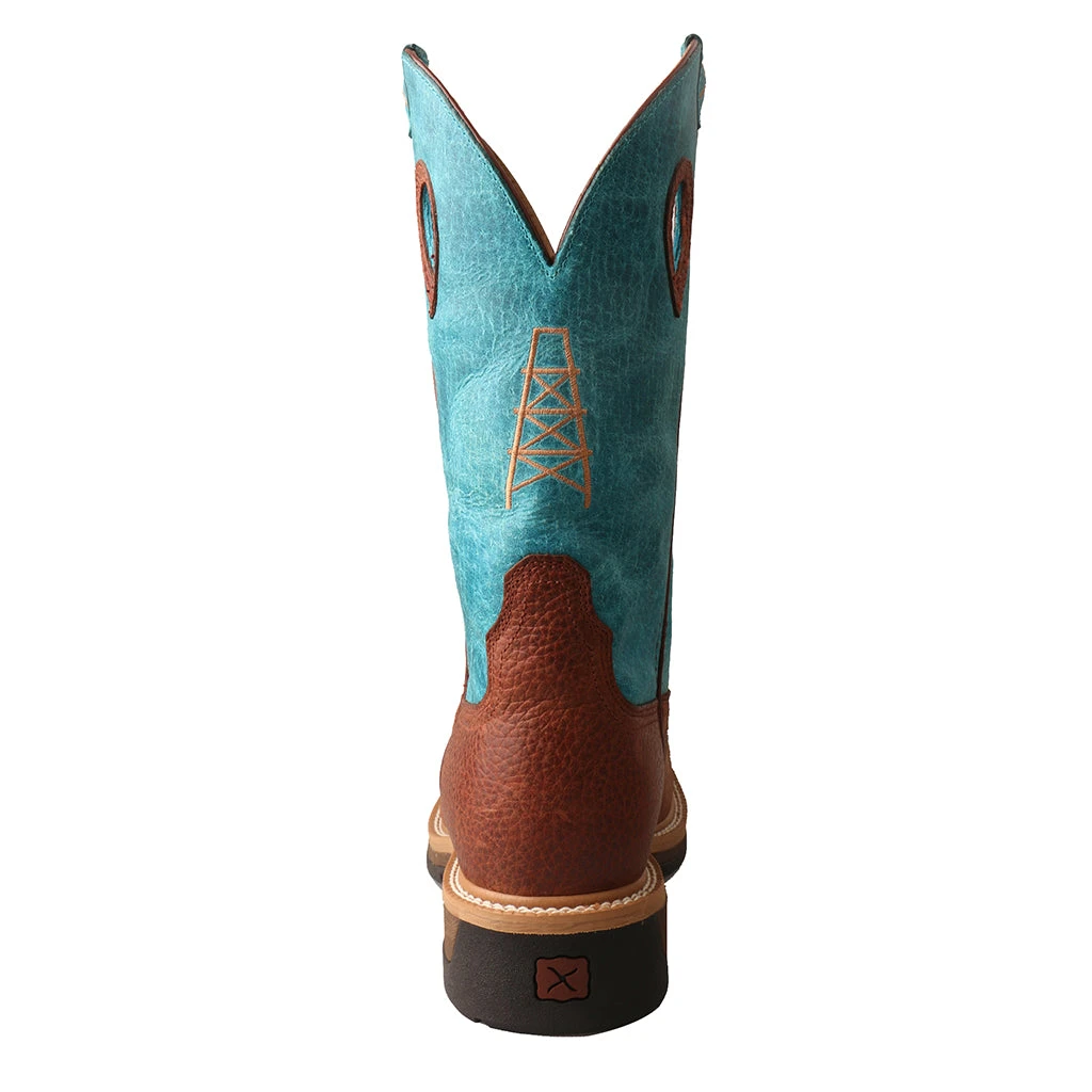 'Twisted X' Men's 12" Lite Cowboy EH Alloy Comp Toe - Brown / Turquoise - Image 3
