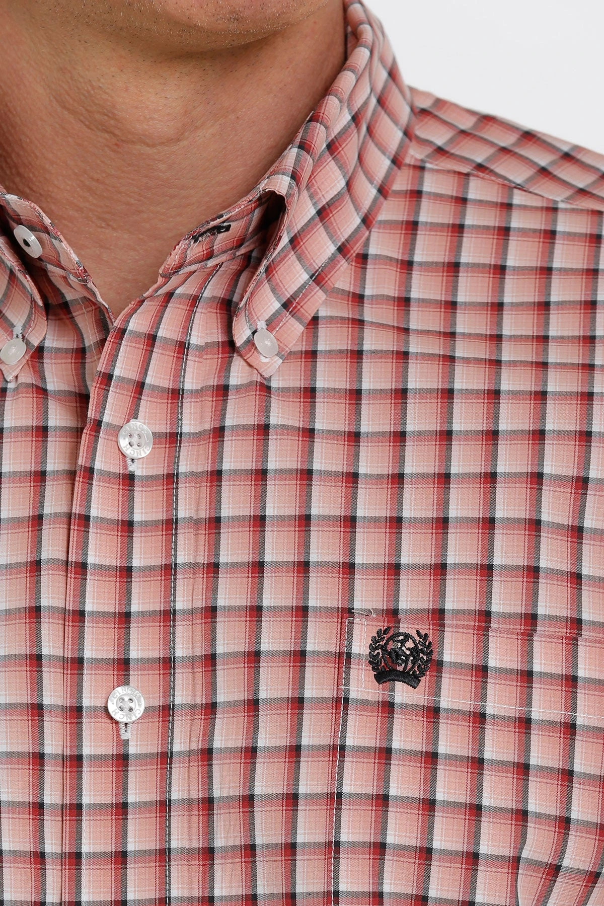 'Cinch' Men's Plaid Western Button Down - Pink - Image 2