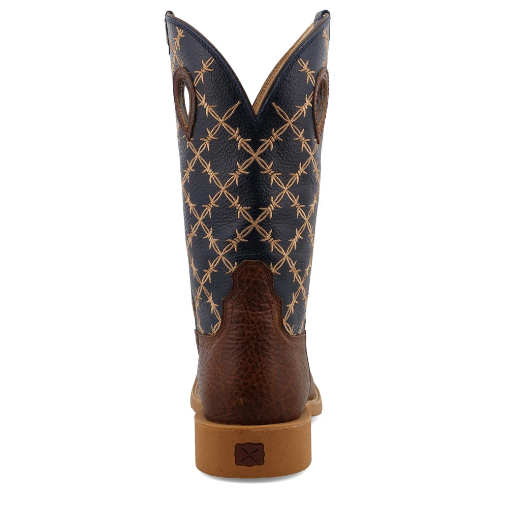 'Twisted X' Men's 12" Tech X Western Square Toe - Rustic Brown/ Navy - Image 5
