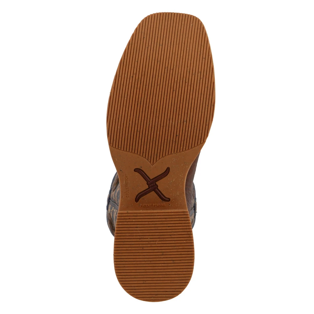 'Twisted X' Men's 12" Tech X Western Square Toe - Rustic Brown/ Navy - Image 3