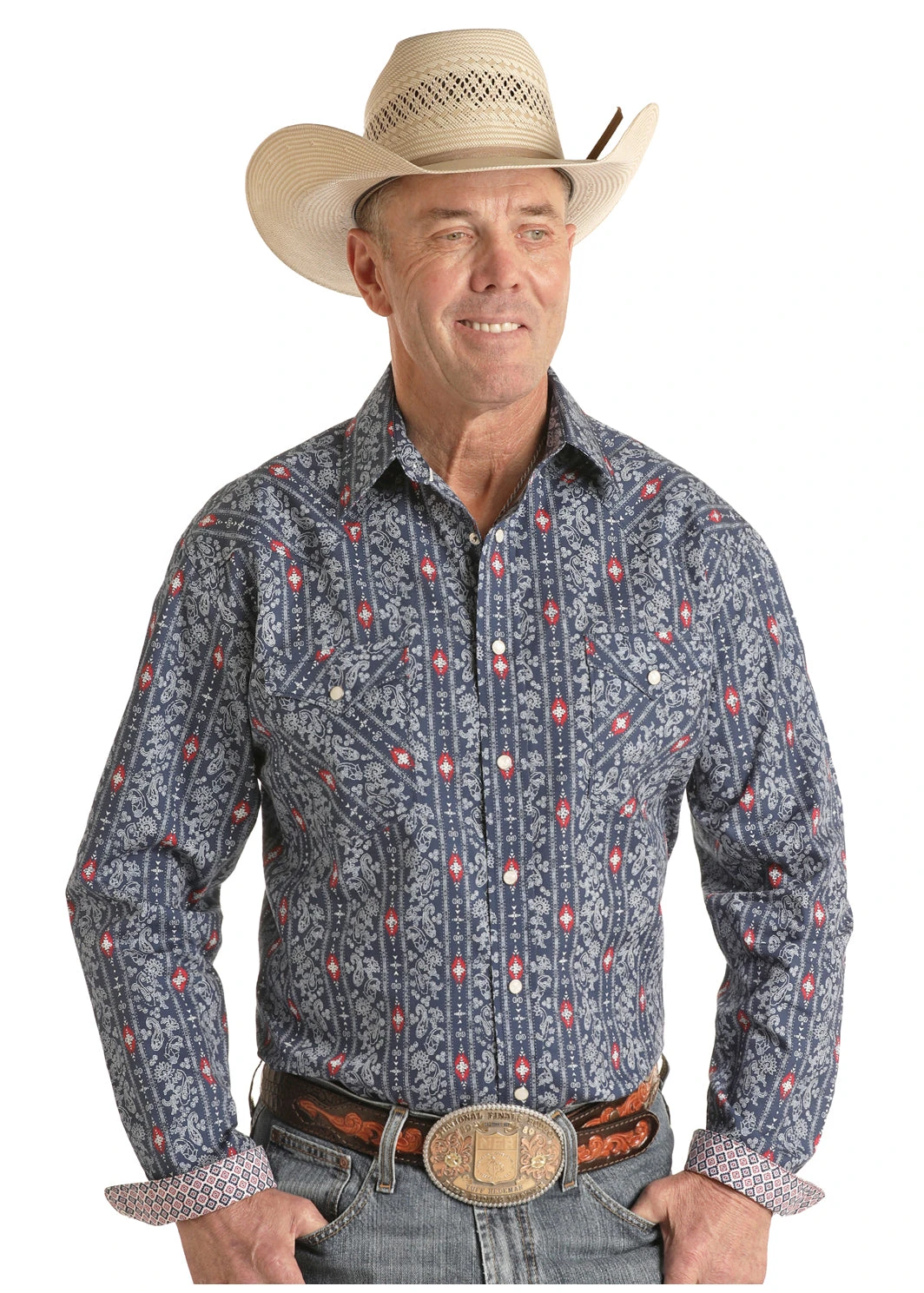 'Panhandle Slim' Men's 2 Pocket Snap Shirt - Navy