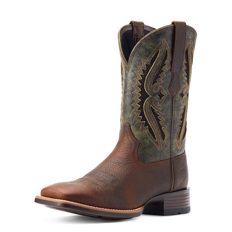 'Ariat' Men's 11" Rowder VentTEK 360° Western Square Toe - Rust / Forest Green - Image 7