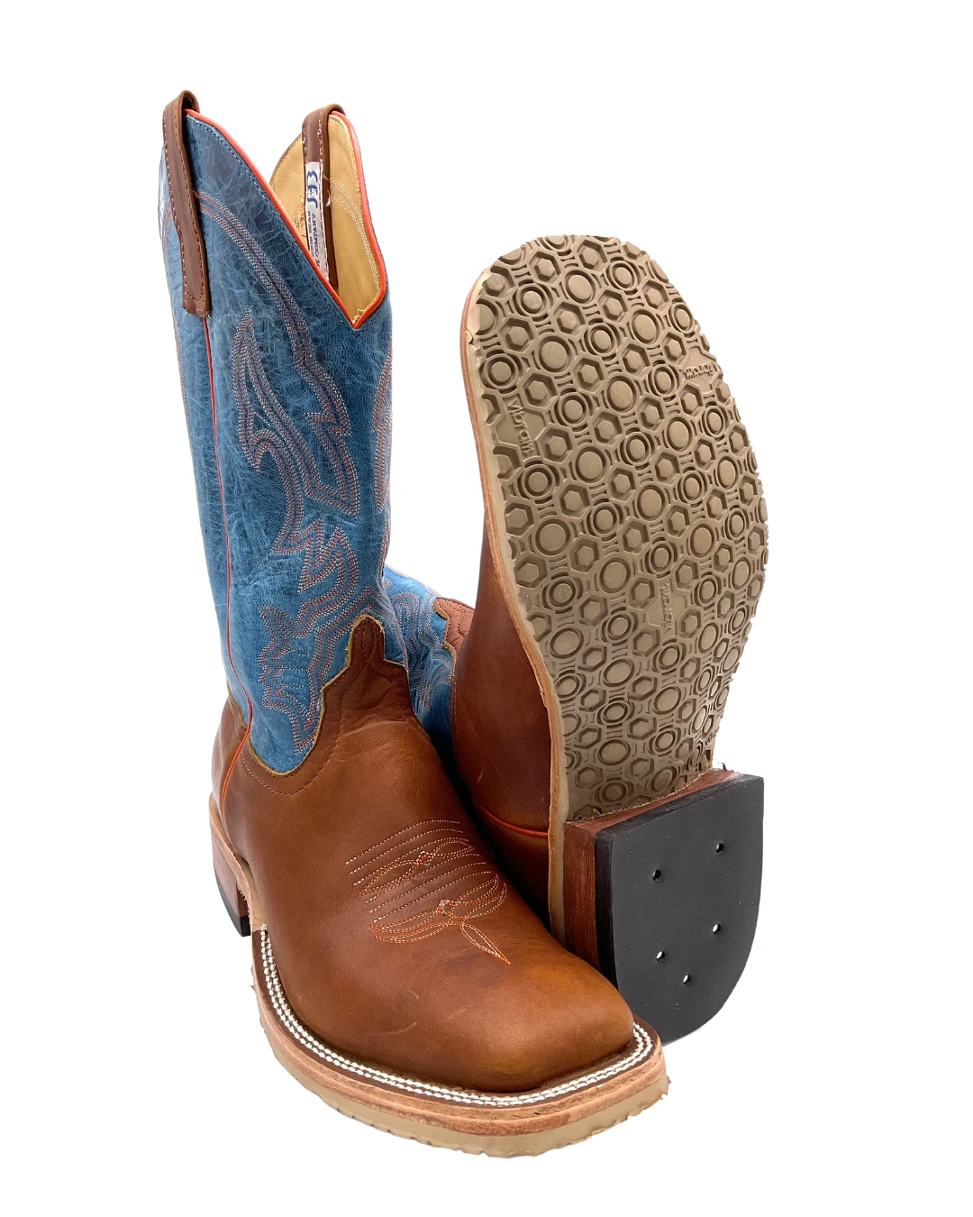 'Anderson Bean' Men's 13" Briar Mad Dog Western Square Toe - Brown / Blue - Image 3