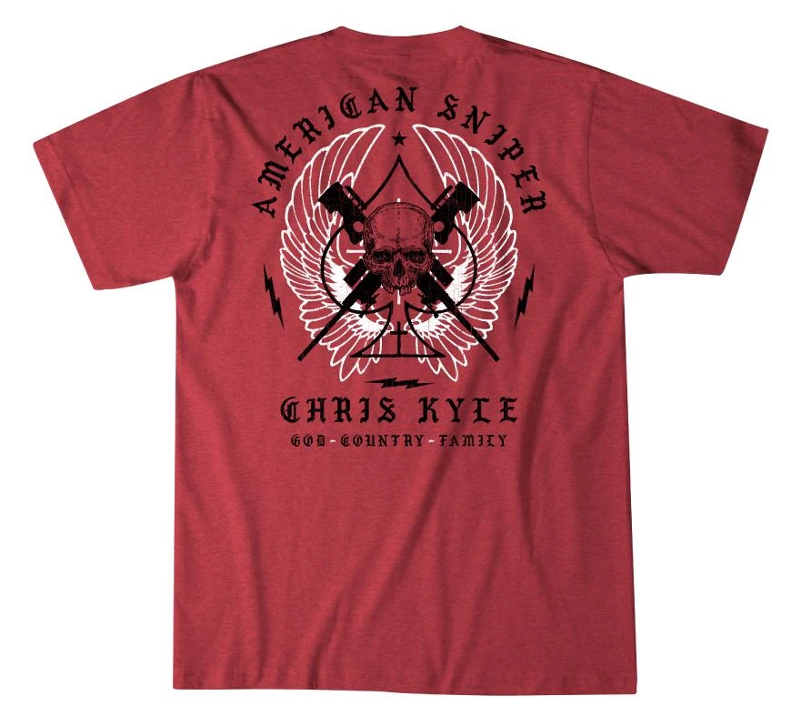 'Howitzer' Men's Chris Kyle Country Short Sleeve Tee - Red Heather - Image 2