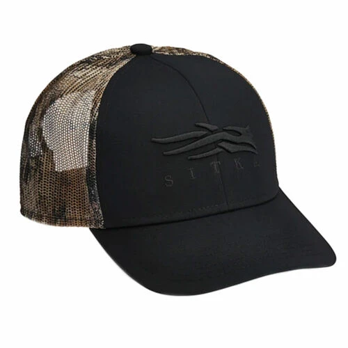 'Sitka' Men's Icon Mid Profile Trucker Cap - Black / Marsh