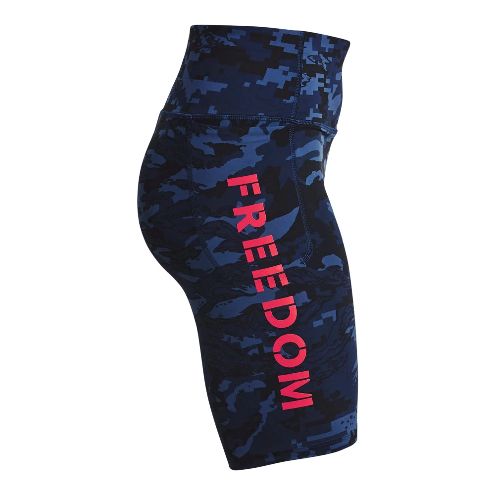 'Under Armour' Women's Meridian Freedom Biker Shorts - Academy / Red - Image 3