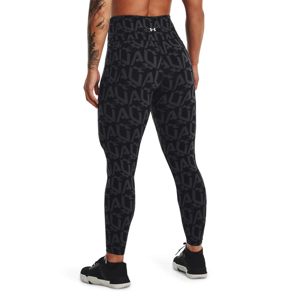 'Under Armour' Women's Meridian Print Ankle Leggings - Black / Jet Grey / Met Silver - Image 3