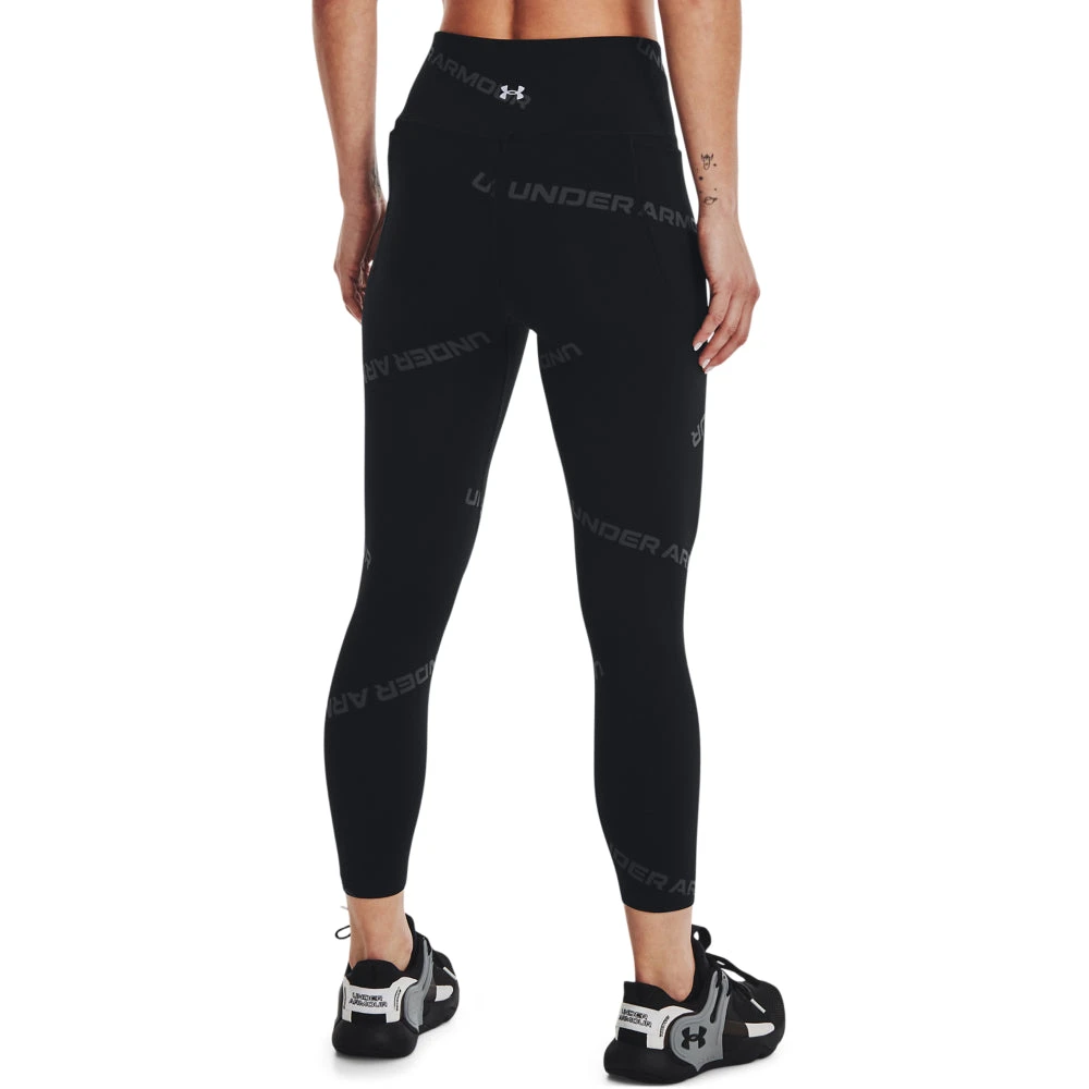 'Under Armour' Women's Meridian Print Ankle Leggings - Black / Metallic Silver - Image 3